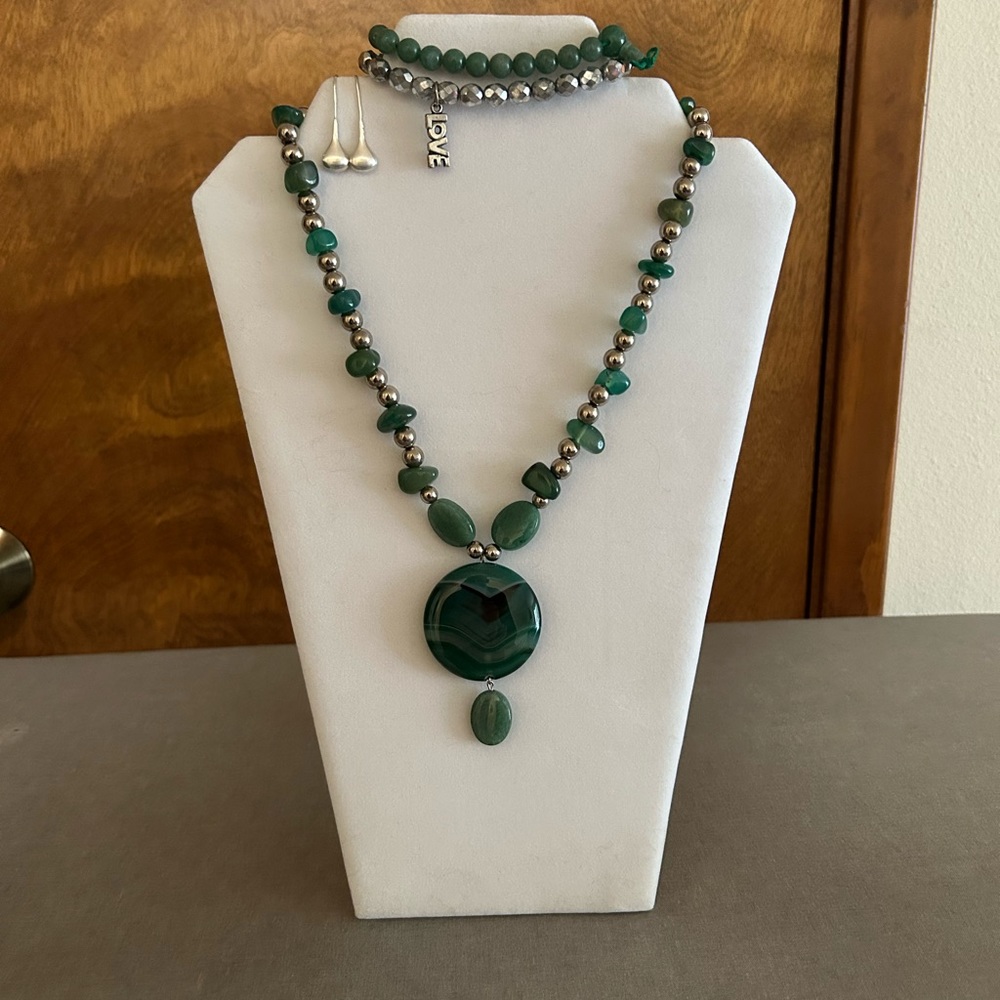 Necklace, Earrings & 2 Bracelets